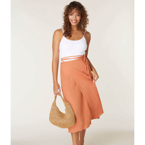 Andie The Tavira Skirt  - Linen - Auburn (Archive) Size S-MAUBURN / S-M - Picture 2 of 3